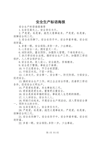 安全生产标语海报