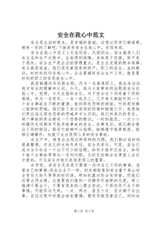 安全在我心中范文