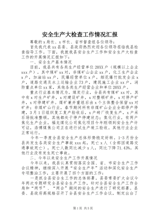 安全生产大检查工作情况汇报