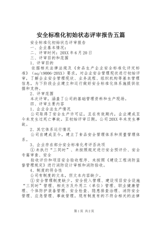 安全标准化初始状态评审报告五篇