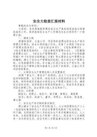安全大检查汇报材料