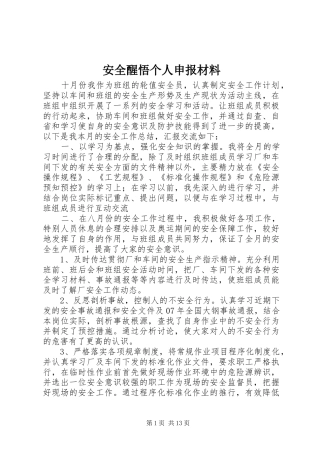 安全醒悟个人申报材料