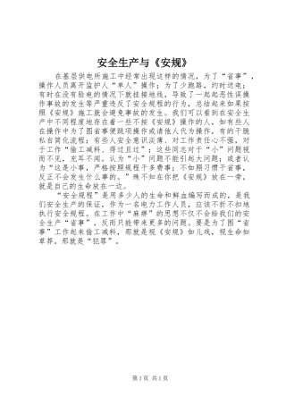 安全生产与安规