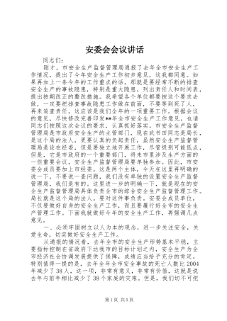 安委会会议致辞