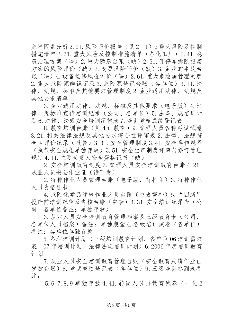 安全标准化验收需要的材料清单_第2页