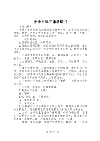 安全自律互律承诺书