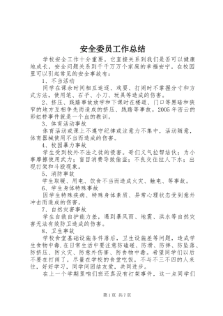 安全委员工作总结