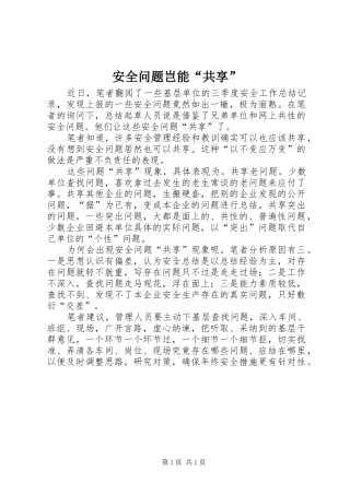 安全问题岂能共享