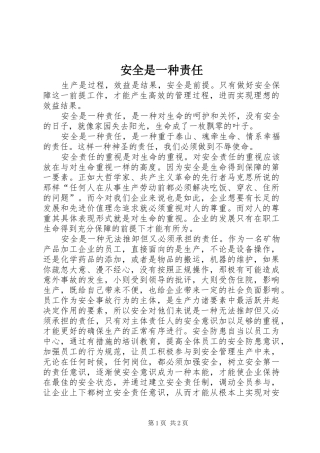 安全是一种责任