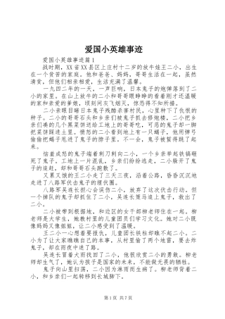 爱国小英雄事迹