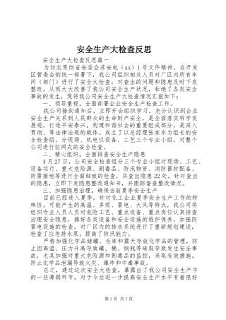 安全生产大检查反思
