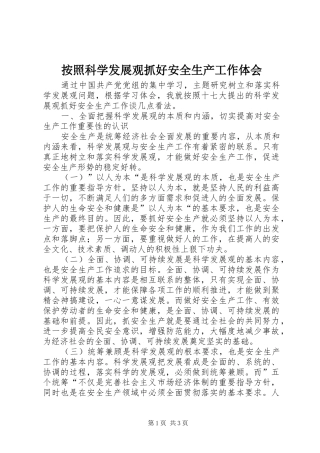 按照科学发展观抓好安全生产工作体会
