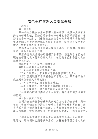 安全生产管理人员委派办法