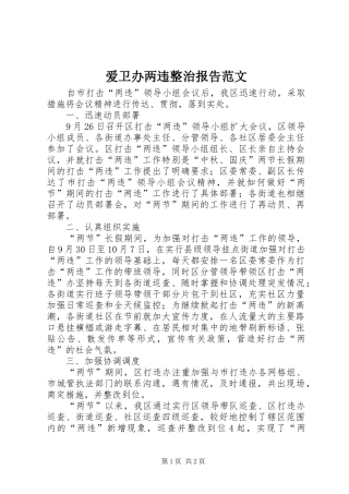 爱卫办两违整治报告范文