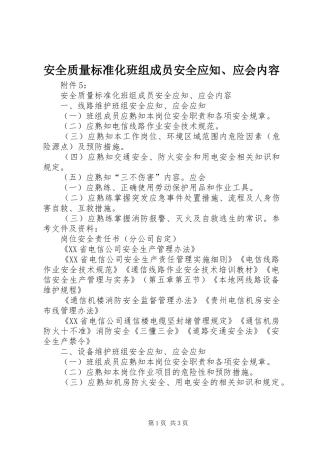 安全质量标准化班组成员安全应知应会内容