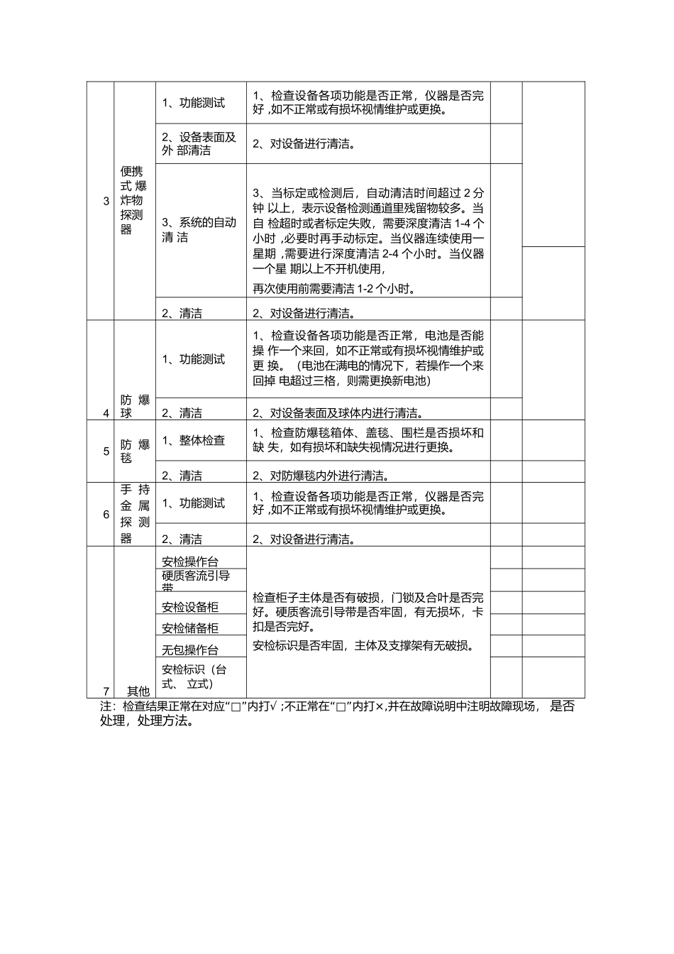 安检设备月度、季度维护记录表_第2页