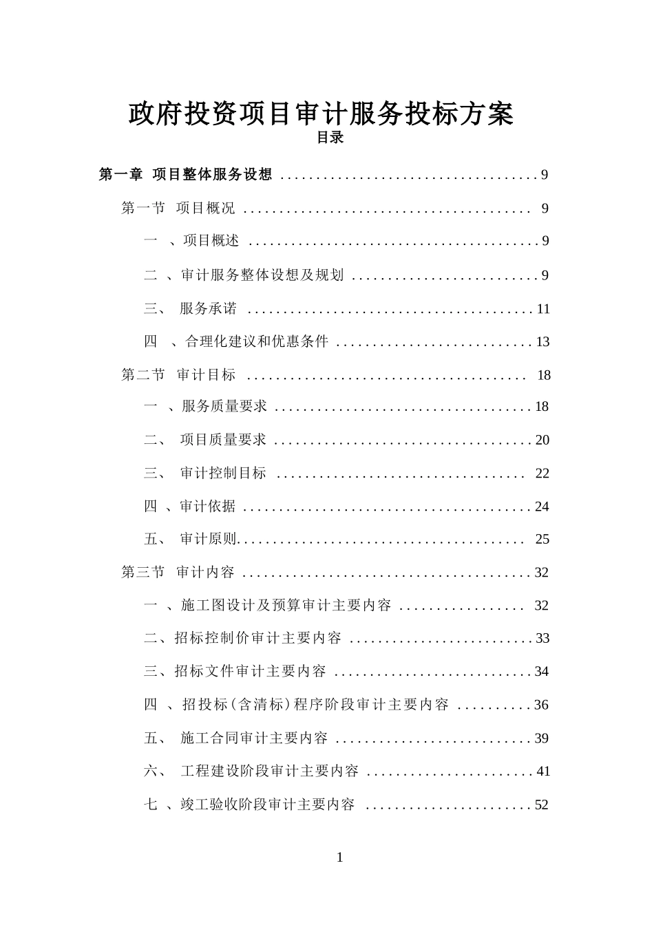 政府投资项目审计服务投标方案技术标_第1页