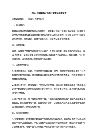 2023年服装电子商务行业市场调查报告