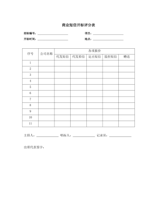 央企成本管控标准化文件2.4.5.10保利地产短信开标评分表