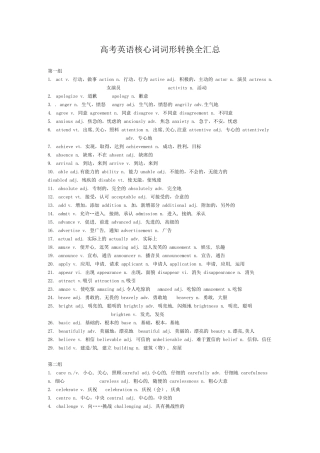 高考英语核心词词形转换全汇总