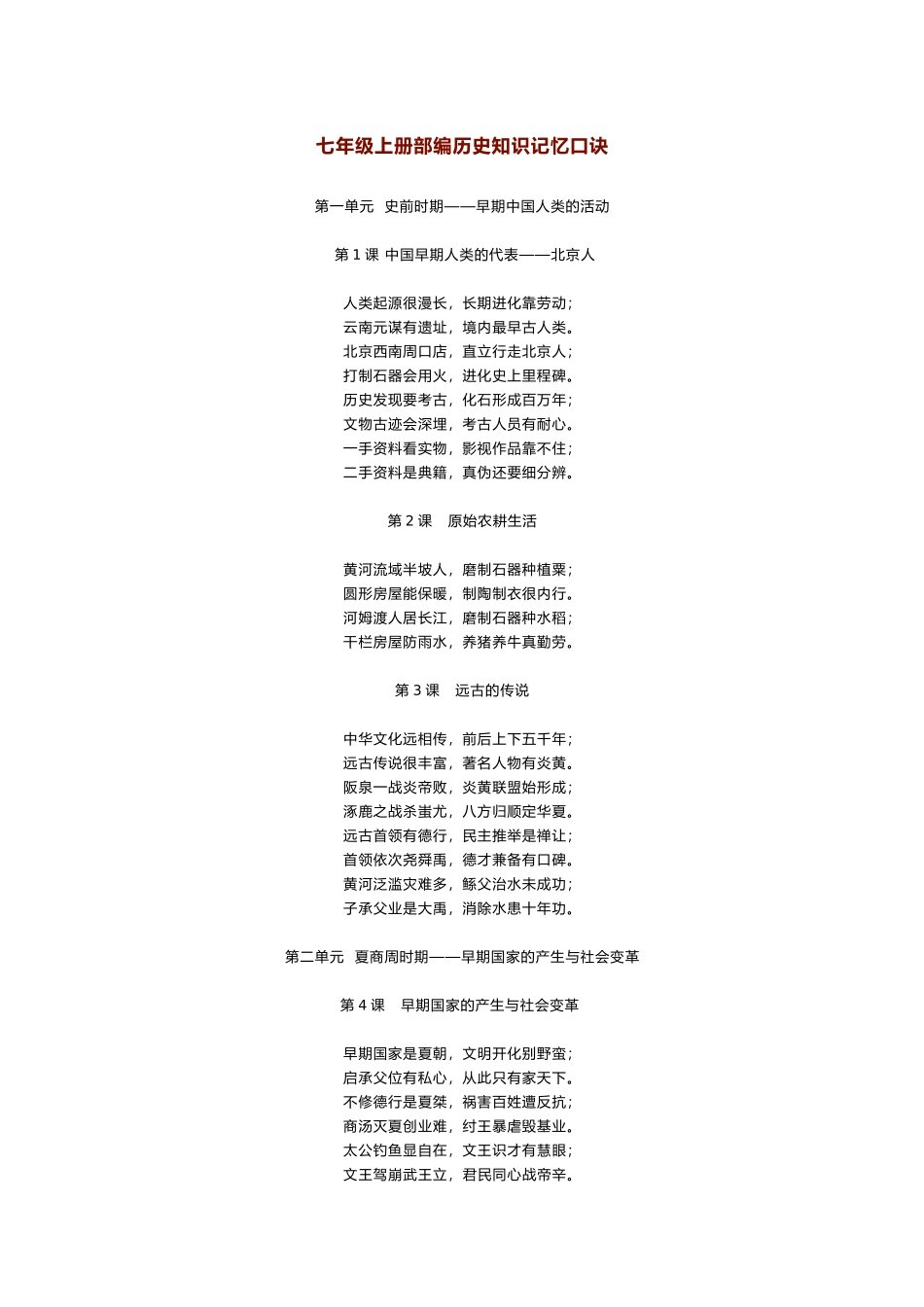 初中历史129首顺口溜_第1页