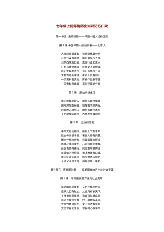 初中历史129首顺口溜