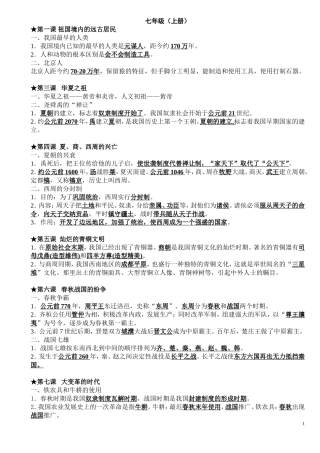 【初中历史】全册知识点全覆盖