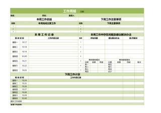 工作总结表(工作周报模板)