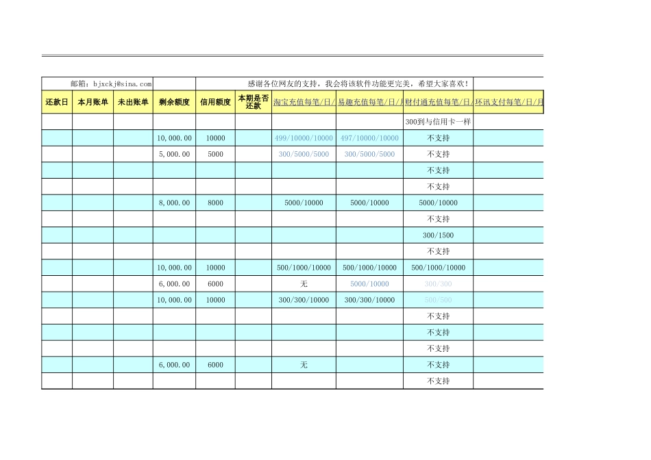信用卡透支额度管理表excel表格模板_第3页