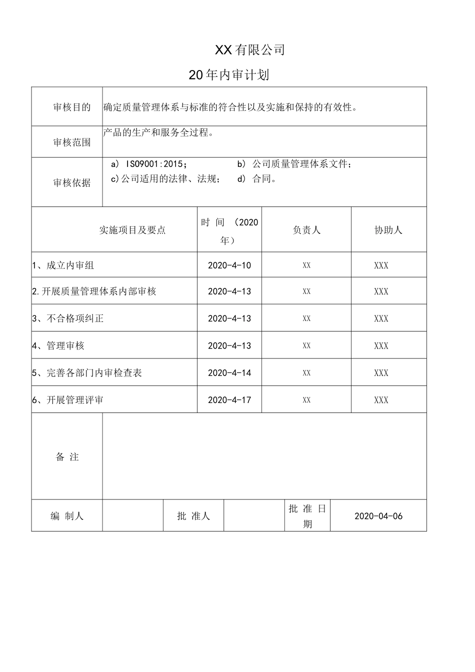 2020年最新质量管理体系内审管审全套资料_第2页