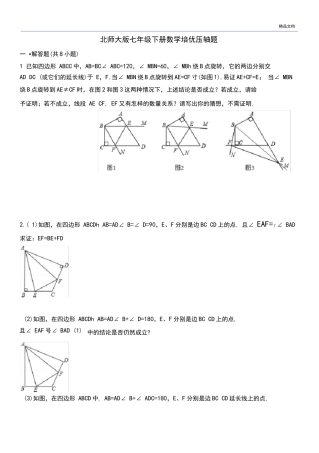 北师大版七年级下册数学培优题
