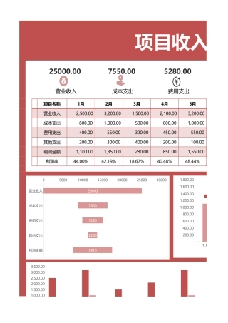 项目收入成本费用利润表