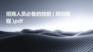 招商人员必备的技能(培训教程)pdf