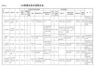 100家重点自主创新企业