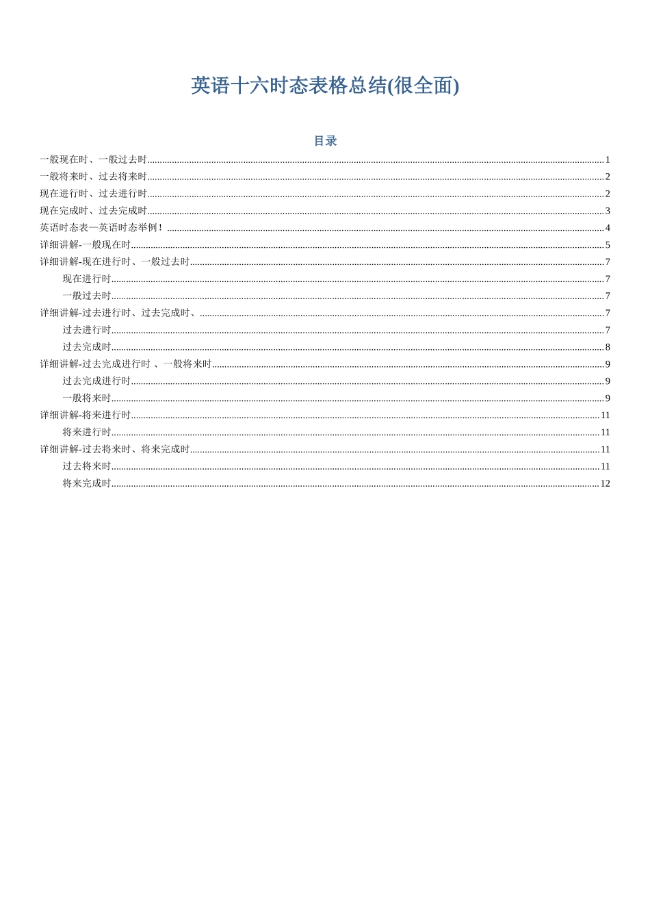 英语十六时态表格总结(很全面)[1]_第1页
