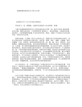 抚顺新钢有限责任公司实习心得