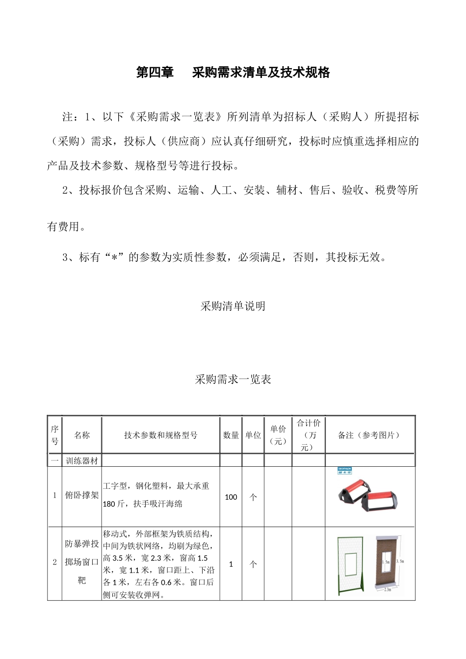 第四章采购需求清单及技术规格_第1页