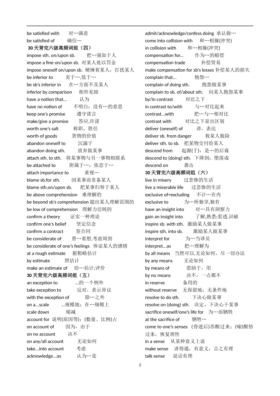 六级高频词组_第2页