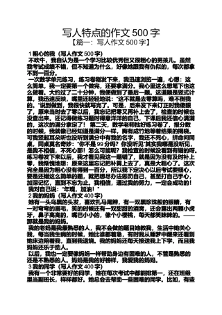 写人作文之写人特点的作文500字