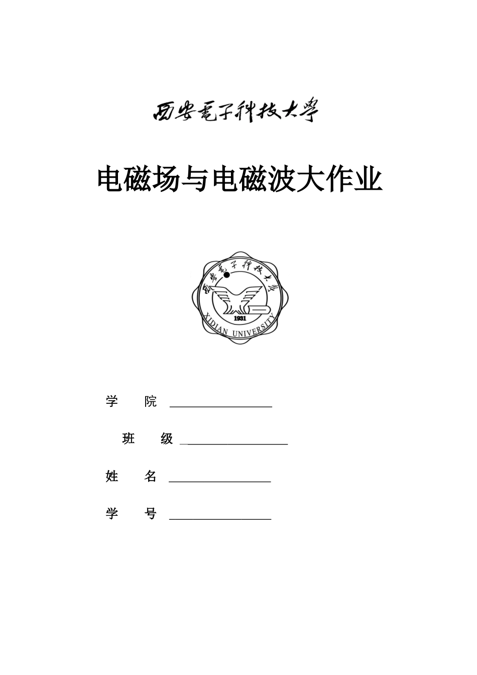 电磁场与电磁波大作业_第1页
