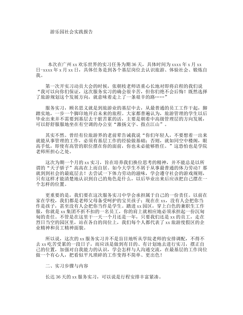 游乐园社会实践报告_第1页