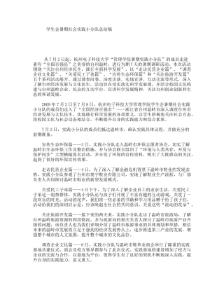 学生会暑期社会实践小分队总结稿