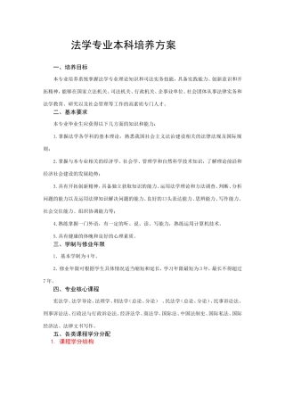 法学专业本科培养方案