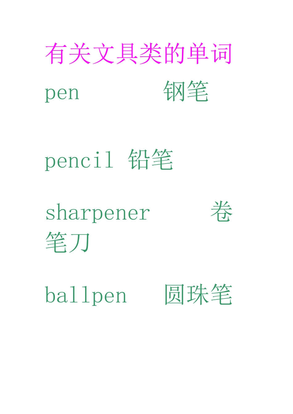 有关文具类的单词_第1页