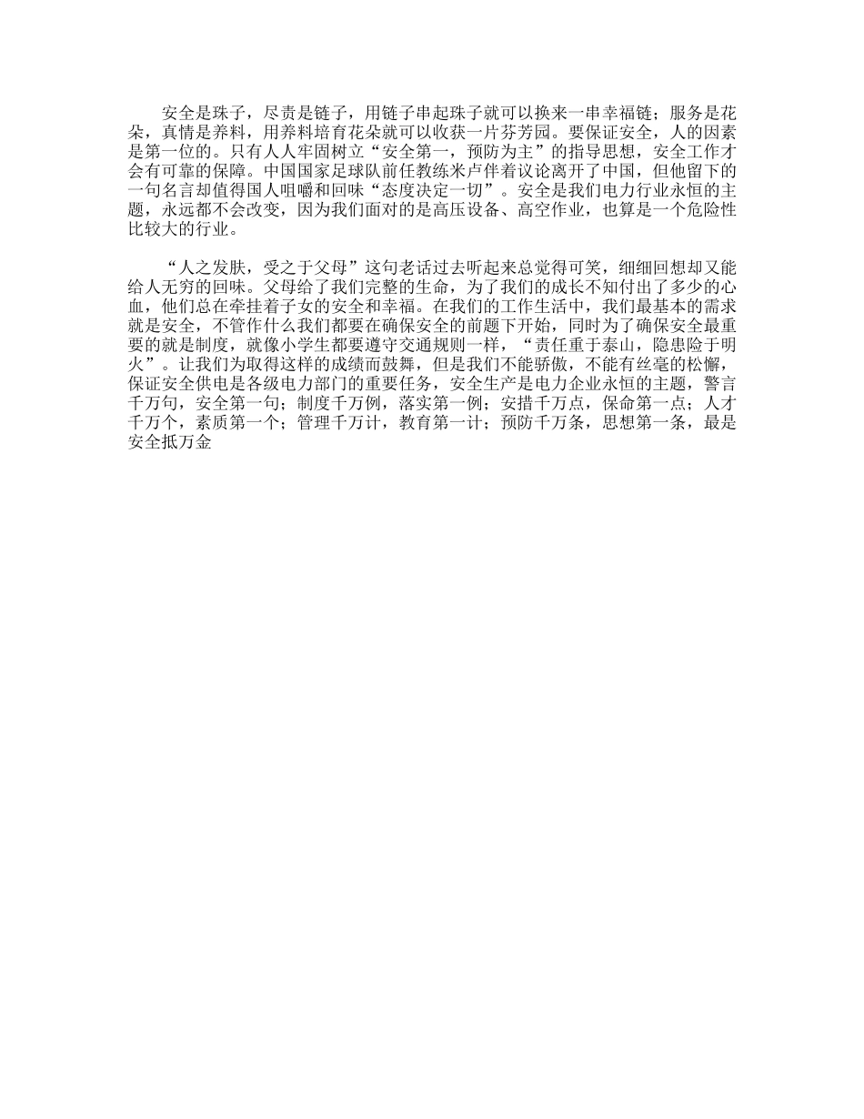 电力安全演讲——安全抵万金_第2页
