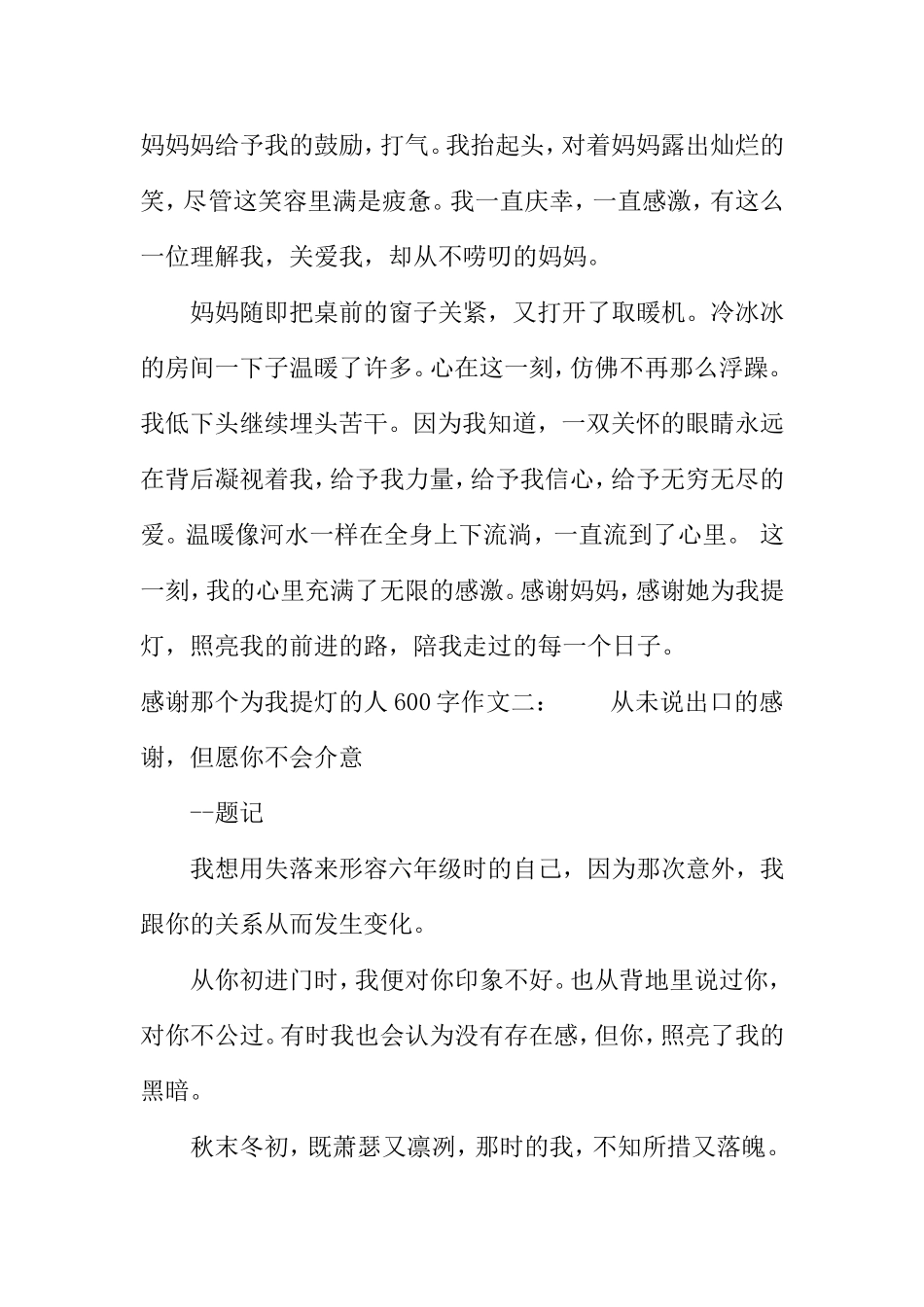 感谢那个为我提灯的人600字作文_第2页
