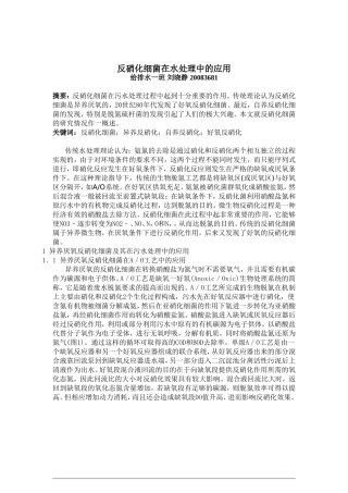 反硝化细菌在水处理中的应用