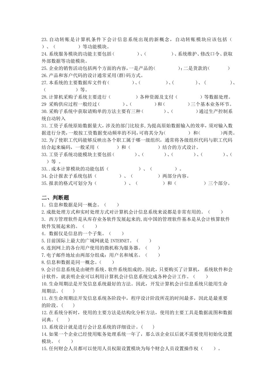 电算化会计与审计复习题_第2页