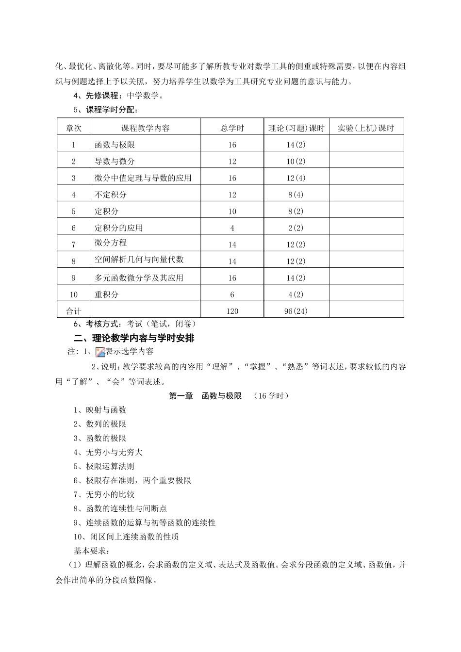 高等数学B教学大纲_第2页