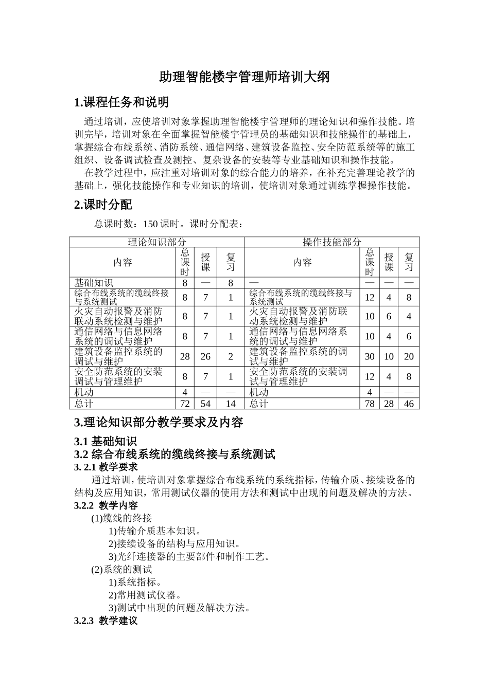助理智能楼宇管理师培训计划和大纲_第3页